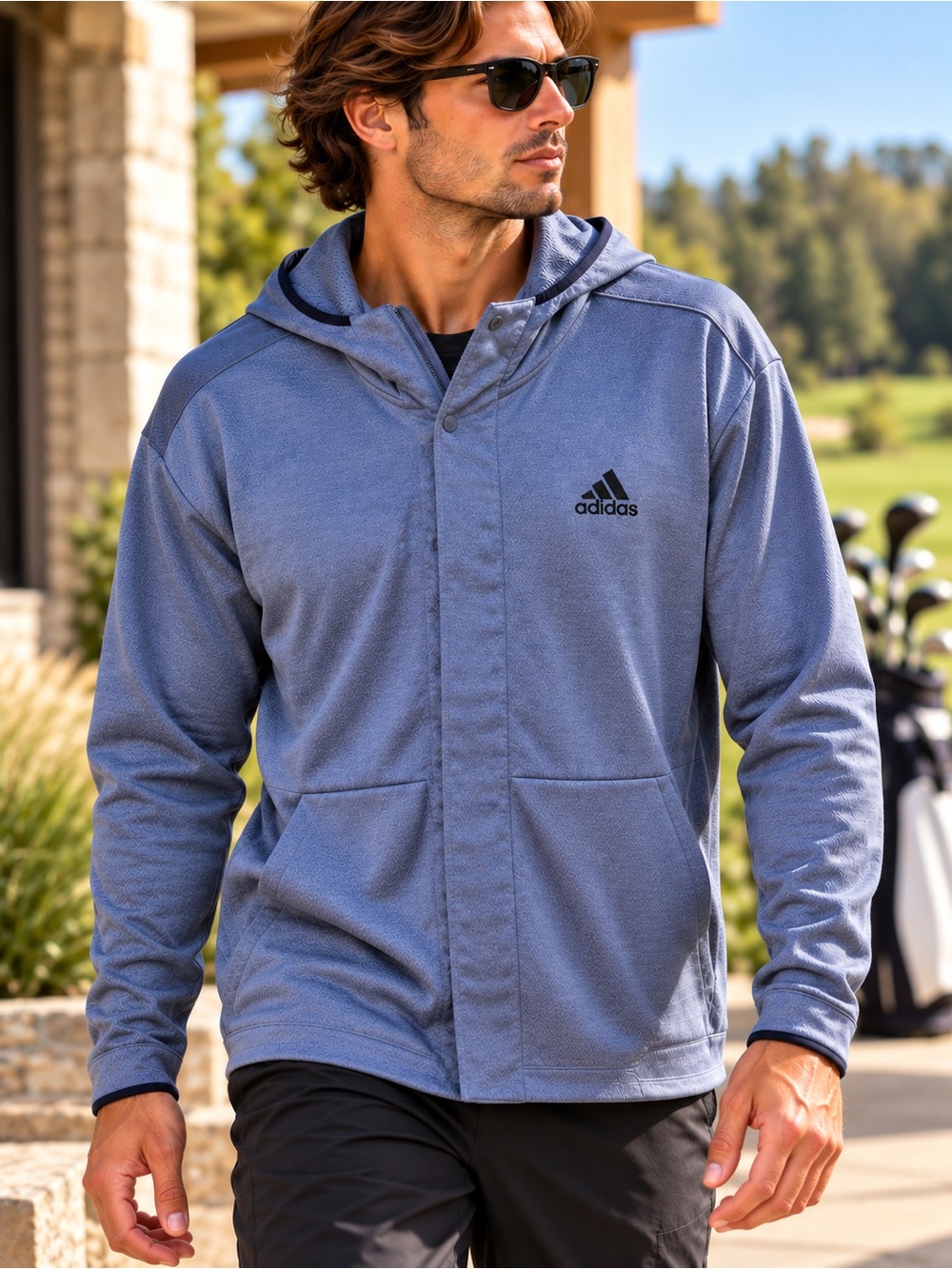 Adidas COLD.RDY Hooded Quarter Zip Pullover Blue Gray Men’s XXL C195